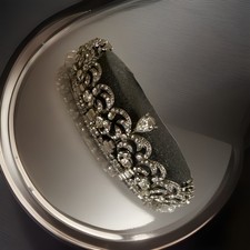 David  s Bridal Collection Swarovski Crystal Rhodium Scroll Tiara 4595-0752 Crown