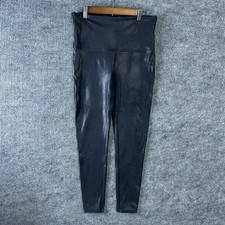 Spanx Faux Leather Leggings Womens 1X Shapewear Black Pull On 30/27