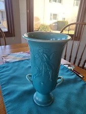Rookwood Pottery Double Handled Blue Porcelain Vase 6539. Figural Beauty, NICE 