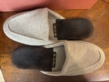 LORO PIANA CLASSICA SLIPPERS CASHMERE  BEIGE/BROWN  SIZE 43/BOX