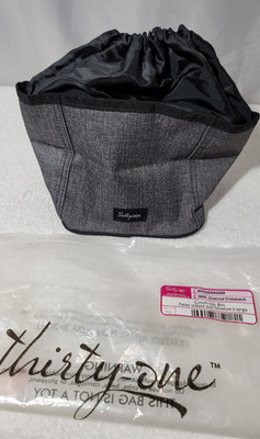 Thirty-One Cinch-Up Bin Charcoal Crosshatch