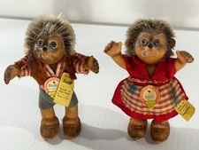 Vintage Steiff Macki Mucki Hedgehog Pair 7627/12 7628/12 Button Tags