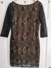 Topshop Black and Lace Bodycon Dress Size 12 Excellent Condition