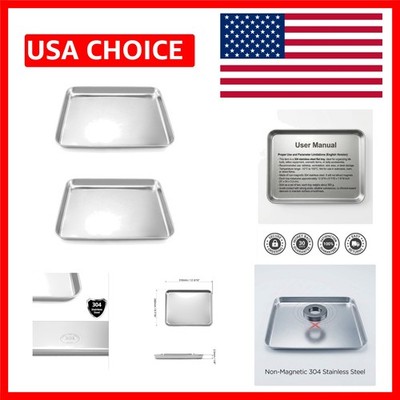 304 Stainless Steel Utility Tray for Organizing Salon & Lab Instruments, 2 Pack