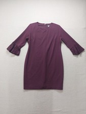 Tommy Hilfiger Women Sheath Dress 18 Plum Ponte Knit Bell Sleeve Business Casual
