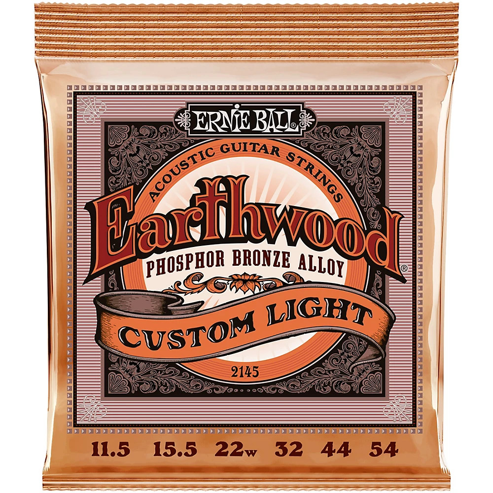 Струны для акустической гитары Ernie Ball из люминофорной бронзы Earthwood Custom Med 115-54 2290₽