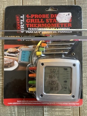 Expert Grill 4 Probe Digital Thermometer Station Beef Pork Chicken LCD Screen