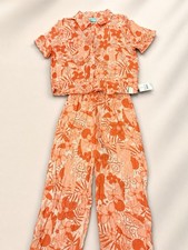 Disney Moana 2 Kids Peach Coral Cotton Gauze Play Set Shirt Shorts Size 6/7 New