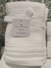 Hotel Balfour set 2 WAFFLE HAND TOWELS Luxury absorbent white NEW