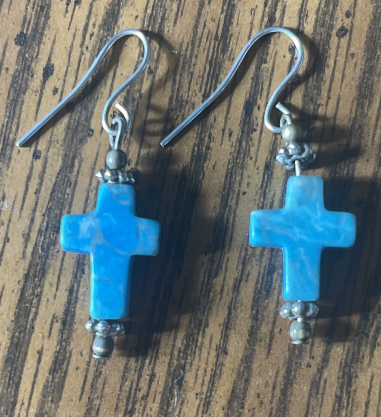 Dangle Drop Turquoise Cross Silver Southwestern S… - image 3