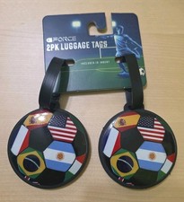 Gforce 2 Pk Soccer Ball Luggage Tags w/ID Window , World Cup, Souvenir, PVC New