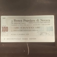 Banca Popolare di Novara 100 Lire Banknote Italy 1976 Uncertified Ungraded