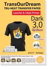 TransOurDream Tru-Heat Transfer Paper for Inkjet Laserjet 30 Sheets, Dark