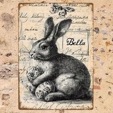 Blechschild Hase mit Ostereiern Nostalgie Retro Metallschild TEL4751
