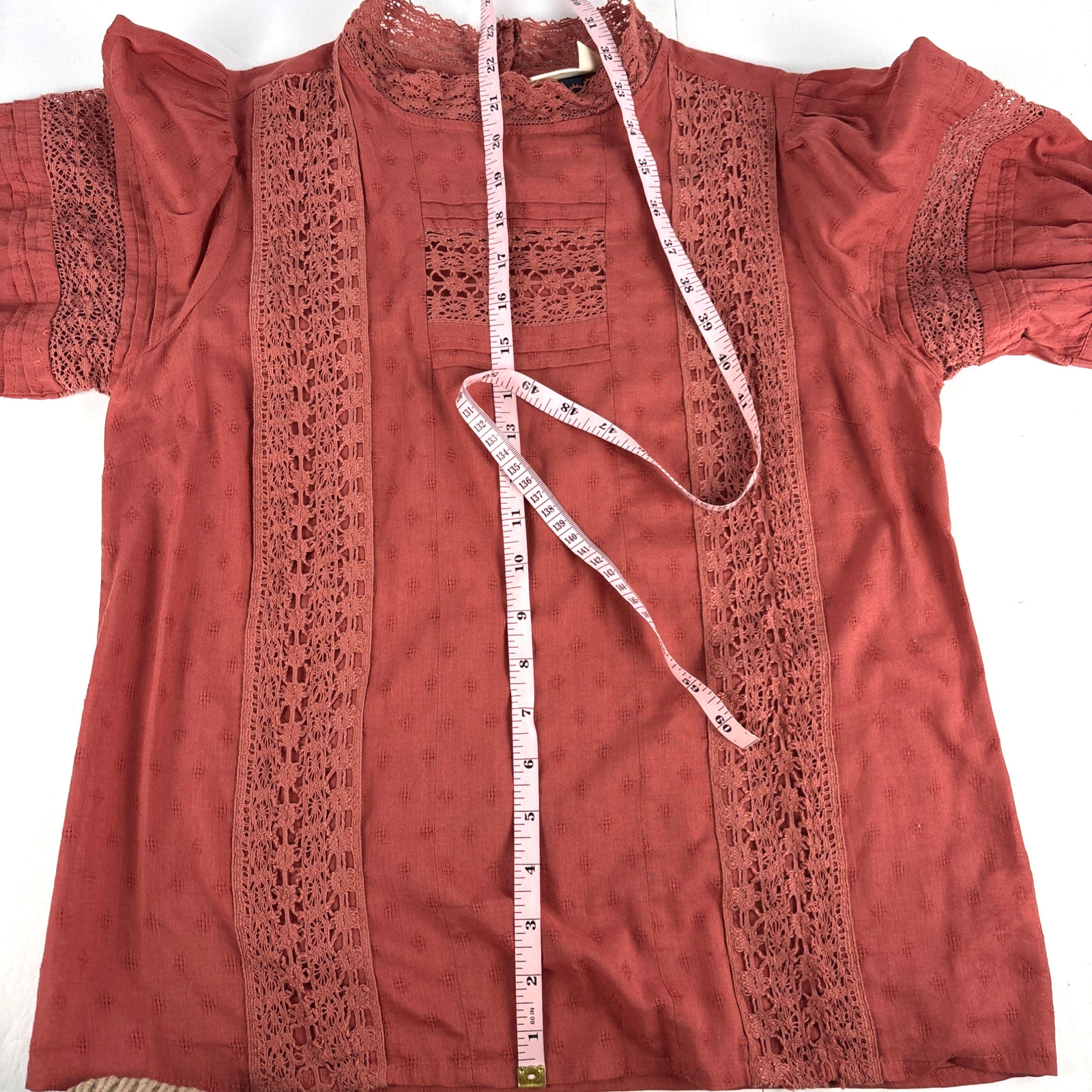 Universal Thread Lace Trim Eyelet Blouse 100% Cot… - image 10