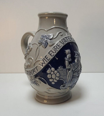 VINTAGE 7'' Tall 1L German Pitcher  Trinkt Wie Eure Vater Aus Stein Den Wein''