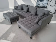 3Pc Modern Dark Grey Microfiber Sectional Sofa Set S168RDG (Custom made options)