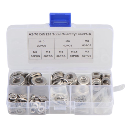 High Grade Stainless Steel Flat Washer Kit 360pcs Metal Lock Washer