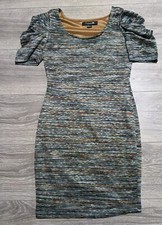 FOREVER 21 Dress Adult Junior Small Colorful Shiny Puff Sleeve Bodycon Womens