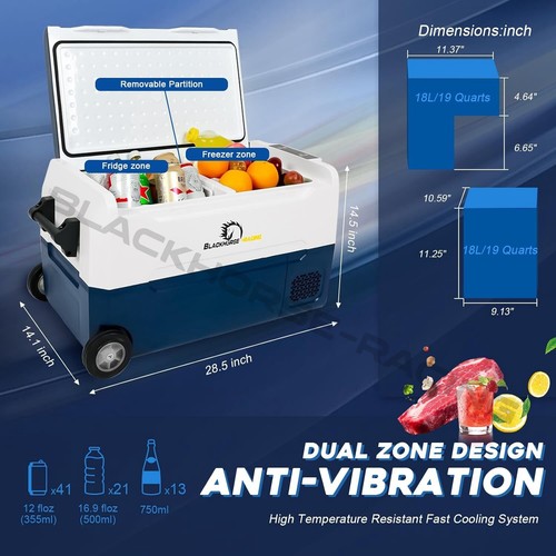 35L/37QT Portable Car Refrigerator Freezer Compressor Cooler Dual Zone 12V - Picture 2 of 9