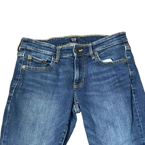 Gap Denim Girlfriend Ankle Jeans Medium Blue Washed Mid-Rise Stretch 2R Women - Picture 2 of 9