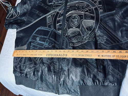 VTG MARC BUCHANAN PELLE PELLE CADILLAC EMBROIDERED LEATHER BOMBER JACKET*56 XXL - Picture 20 of 23