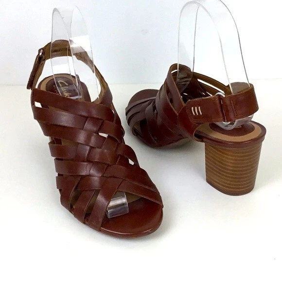 Sandali Clarks Artisan Ralene Luster in pelle con cinturino misura 7 5 tacco a blocco usati in ottime condizioni