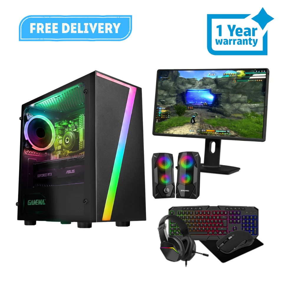 Fast Gaming PC 24" Bundle CORE i5 16GB SSD+ HDD 4GB GT730 Windows 11p - Image 2 of 4