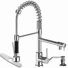 Kitchen Faucet Swivel Single Handle Sink Pull Down Sprayer Cover Soap Dispenser