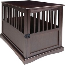 Large Dog Pet Crate End Table Furniture Wood Espresso Family Room New