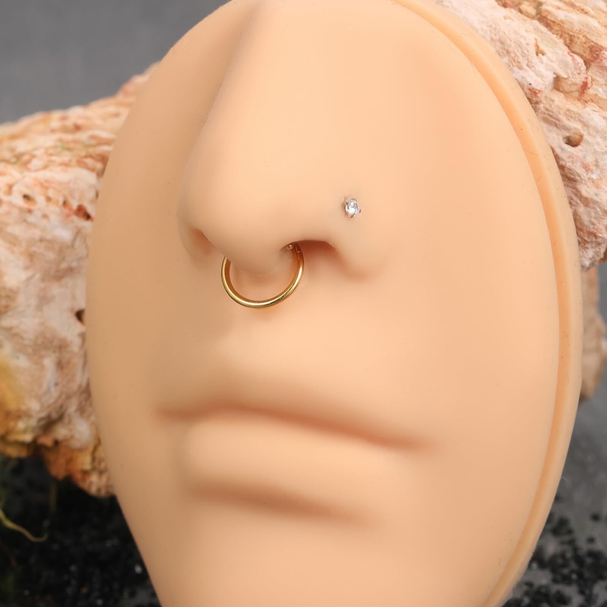 Xpircn 5pcs Nose Rings And L-Shaped Nose Studs Set - 18G/20G Stainless Steel CZ Helix Cartilage Hoops