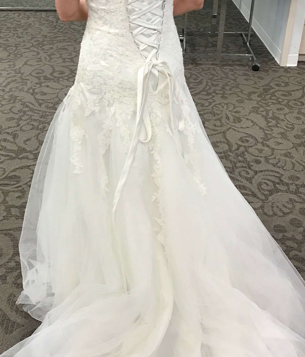 sachin and babi light blue dress Strapless Tulle Drop Waist WHITE Wedding Dress