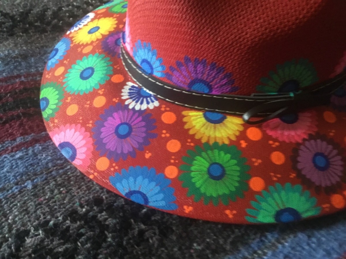 Mexican Artisan Hand Painted Fedora Floral Panama Bohemian 