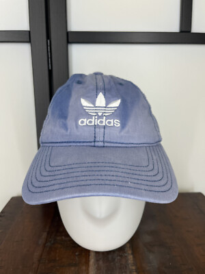 Adidas Hat Cap Strap Back Womens One Size Blue Denim Embroidered Cotton Twill
