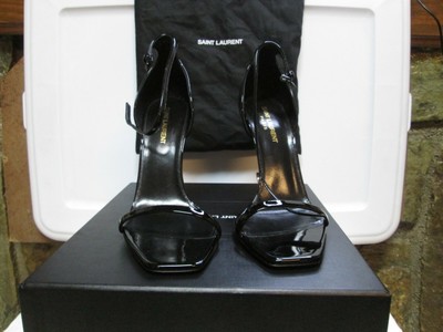 ysl black strappy heels