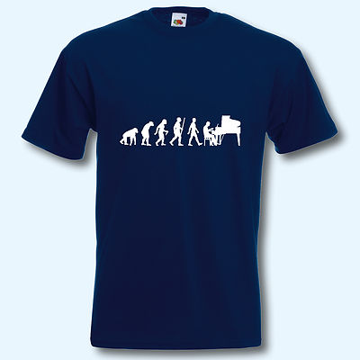 T-Shirt Evolution Pianist Piano Musik T-Shirt Fun-Shirt Musiker Orchester