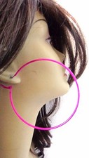 LARGE 3 INCH HOOP EARRINGS HOT PINK HOOP EARRINGS SIMPLE THIN HOOPS