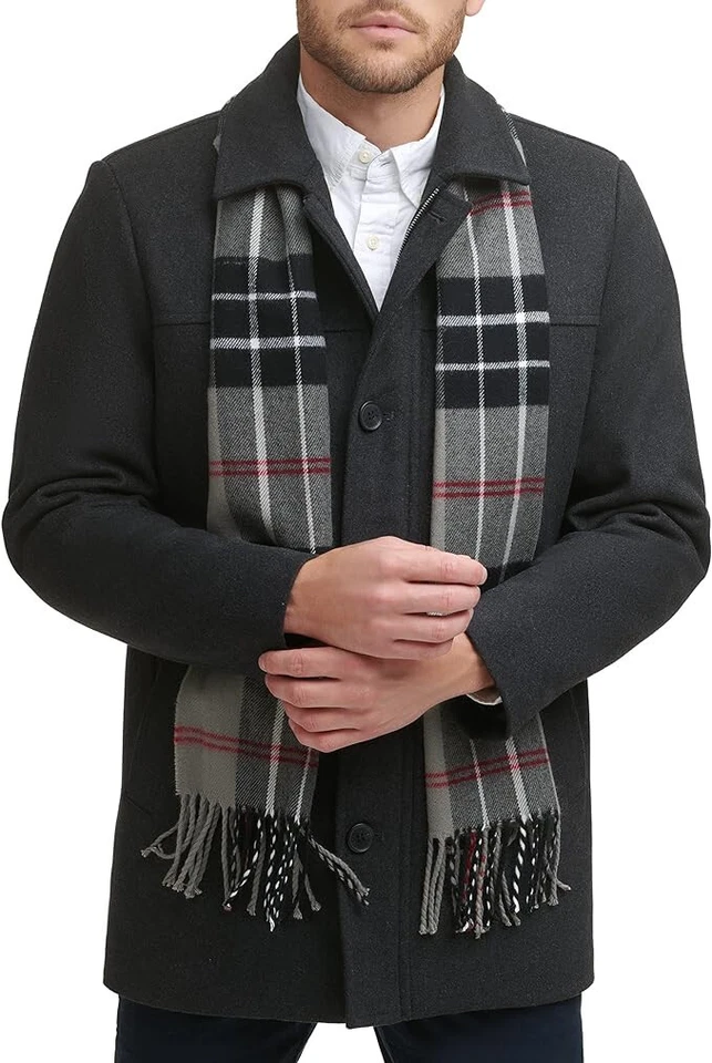 NWT $188 SIZE XL Dockers® Men's Weston Wool Blend Scarf Coat WASHABLE