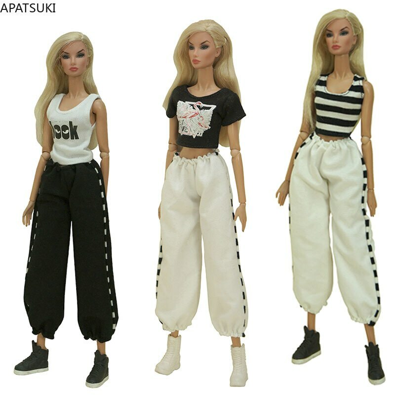 Crop Top Shirt Trousers Pants Fashion Doll Clothes Set for 11.5
