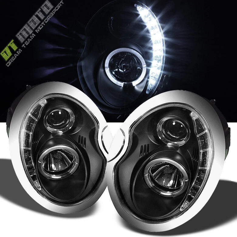 Faros proyectores negros Mini Cooper 2002-2006 con lámparas de circulación diurna LED DRL Foto 2 de 4