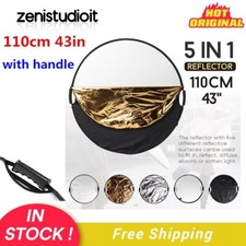 US 2Pcs 110cm 43" 5 in1 Studio Strobe Round Shape Folding Reflector with Handle