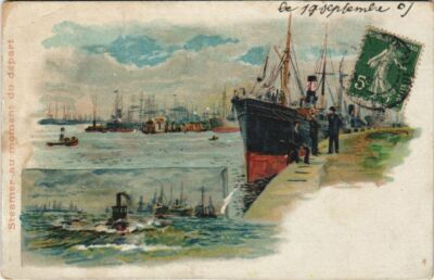 CPA Dampfer au Moment du Depart - Litho SCHIFFE (1203789)