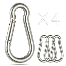 4 Pack 2.75 Inch Stainless Steel Carabiners Clips for Gym Swing Dog Leashes