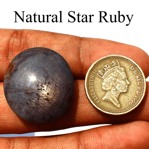 92 Cts Natural Star Ruby Top Quality 27.8mmx25.1mm Oval Cabochon Loose Gemstone - Picture 2 of 13