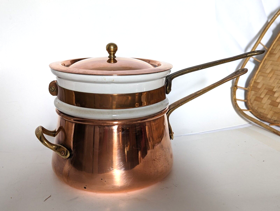 Copper Porcelain Stovetop Double Boiler Pot Pan B&M Douro Old New eBay