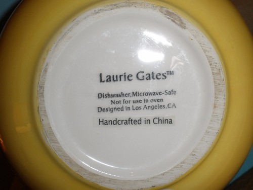Ceramic 8" Pitcher Handcrafted Laurie Gates Yellow w/ Large Polka Dots EXC - Picture 5 of 6