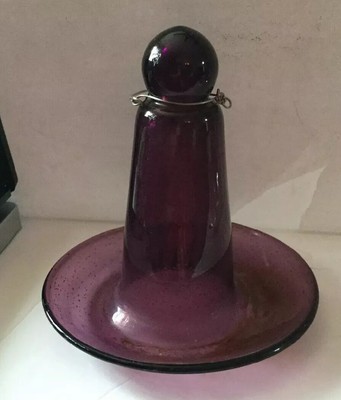Vintage Glass 7 Bird Feeder Amethyst Purple Bubble Glass Unique