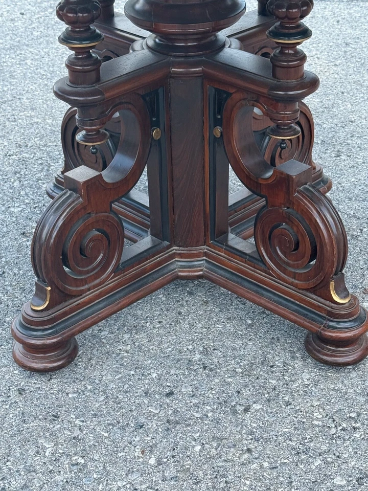 Mesa de salón central antigua victoriana victoriana redonda de mármol 41 renacentista Foto 4 de 4