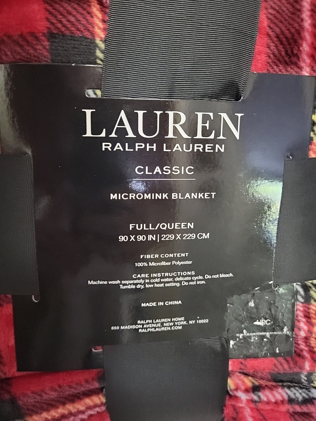 New Lauren Ralph Lauren Plaid MicroMink Throw Blanket 90x90 Full/Queen