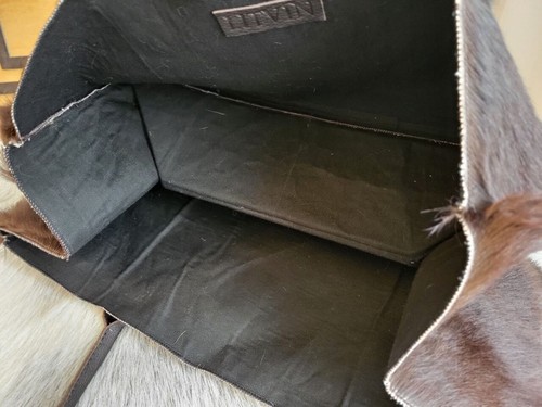 Trasportatore tronchi legna da ardere marrone con maniglie decorazione camino giocattoli in vera pelliccia shopper - Foto 7 di 14